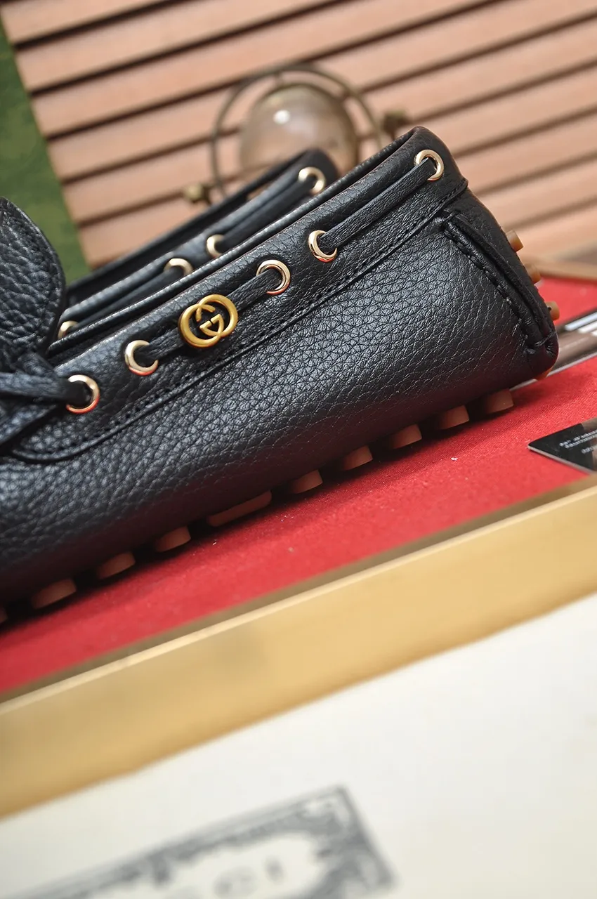 Men's Men's Shoes💰420💶【GUCCI】 (High-end Niuli) New 🍀Gucci*——Gucci Doudou Shoes! Made of imported original cowhide, the inner top layer is comfortable cowhide lining! Original wear-resistant rubber outsole! High quality products! Code number 38-44!